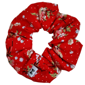 "Red floral scrunchie "