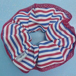 "Striped/Bordeaux lace scrunchie"